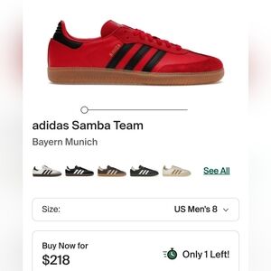 adidas Samba Team Red with Black Stripes and Gum Sole
